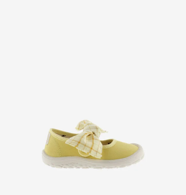 Victoria Barefoot BAILARINA LONA Amarelo com Laço - Image 2