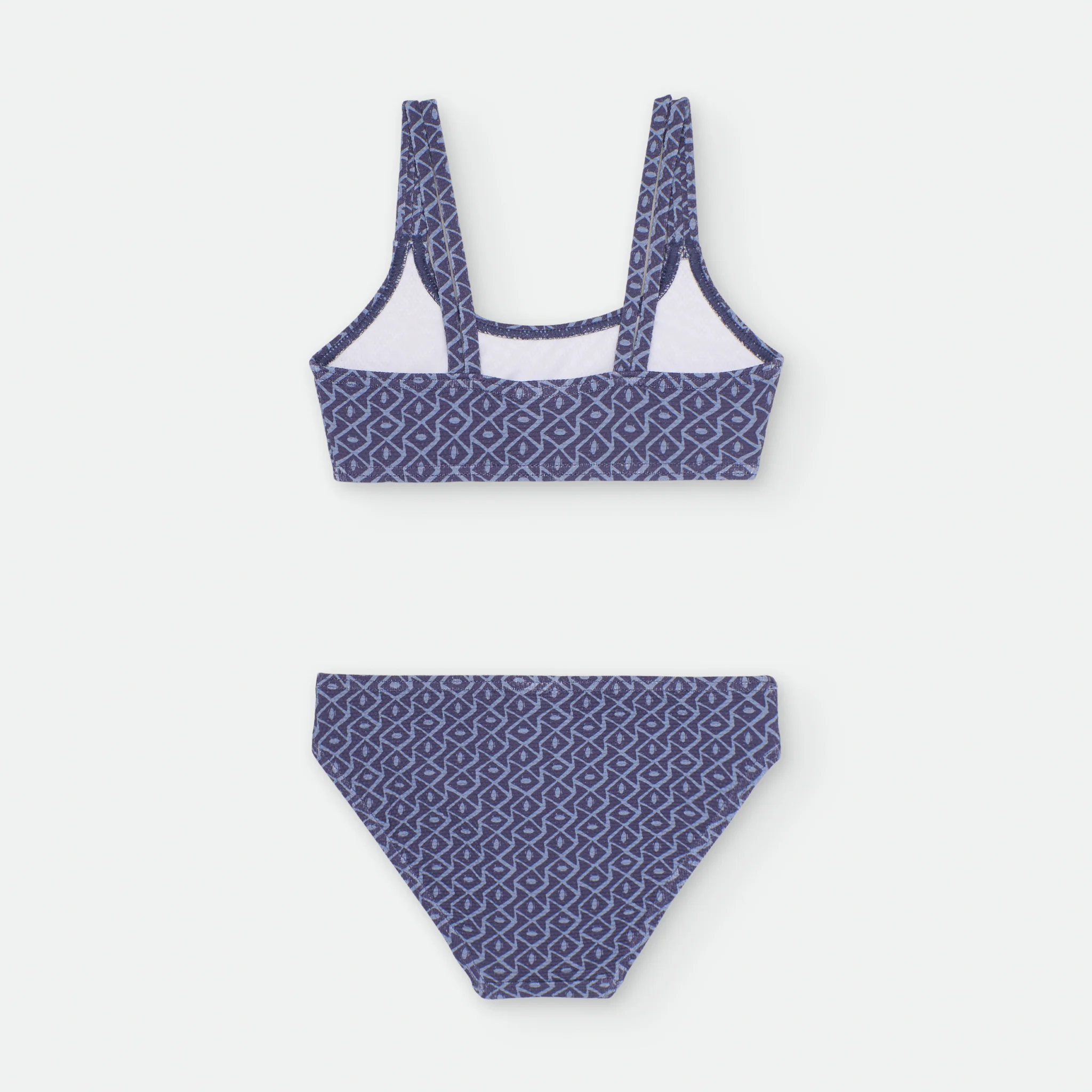 Waterlemon Bikini praia Menina Azul escuro com geométrico - Image 2