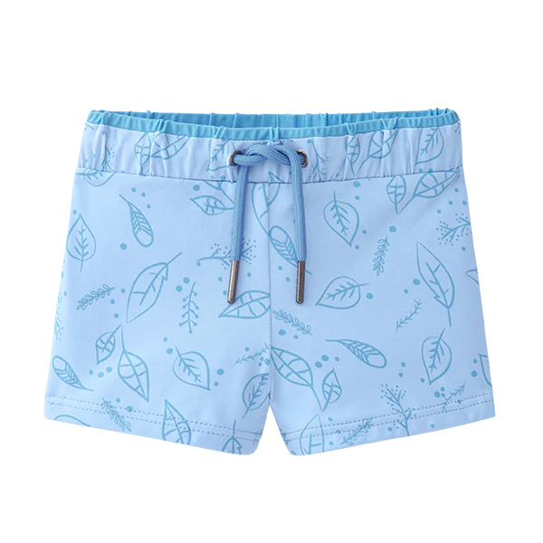 Waterlemon Calção/Boxer praia lycra de Menino Azul com folhas