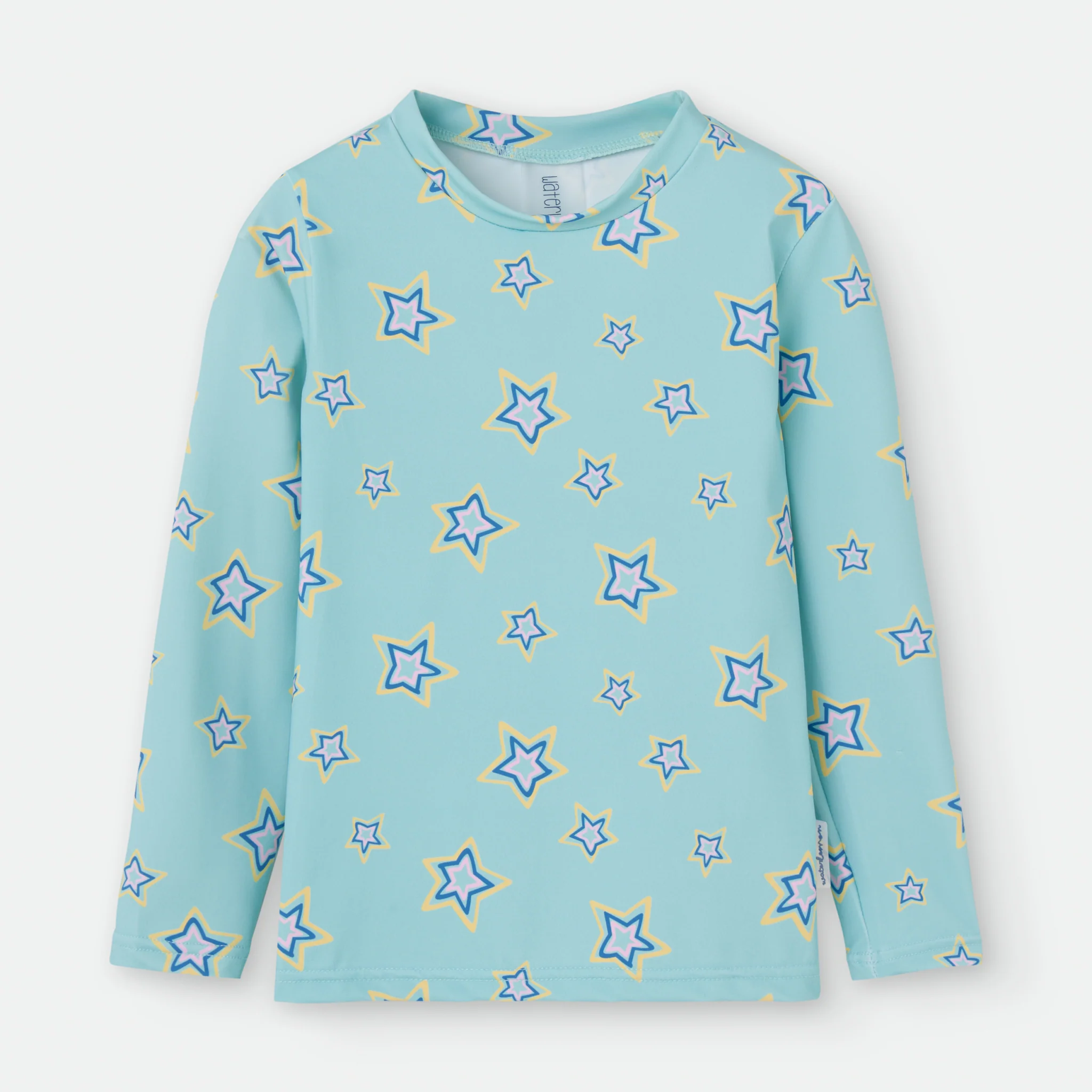 Waterlemon Camisola Manga Comprida Praia/Piscina UV Turquesa com estrelas