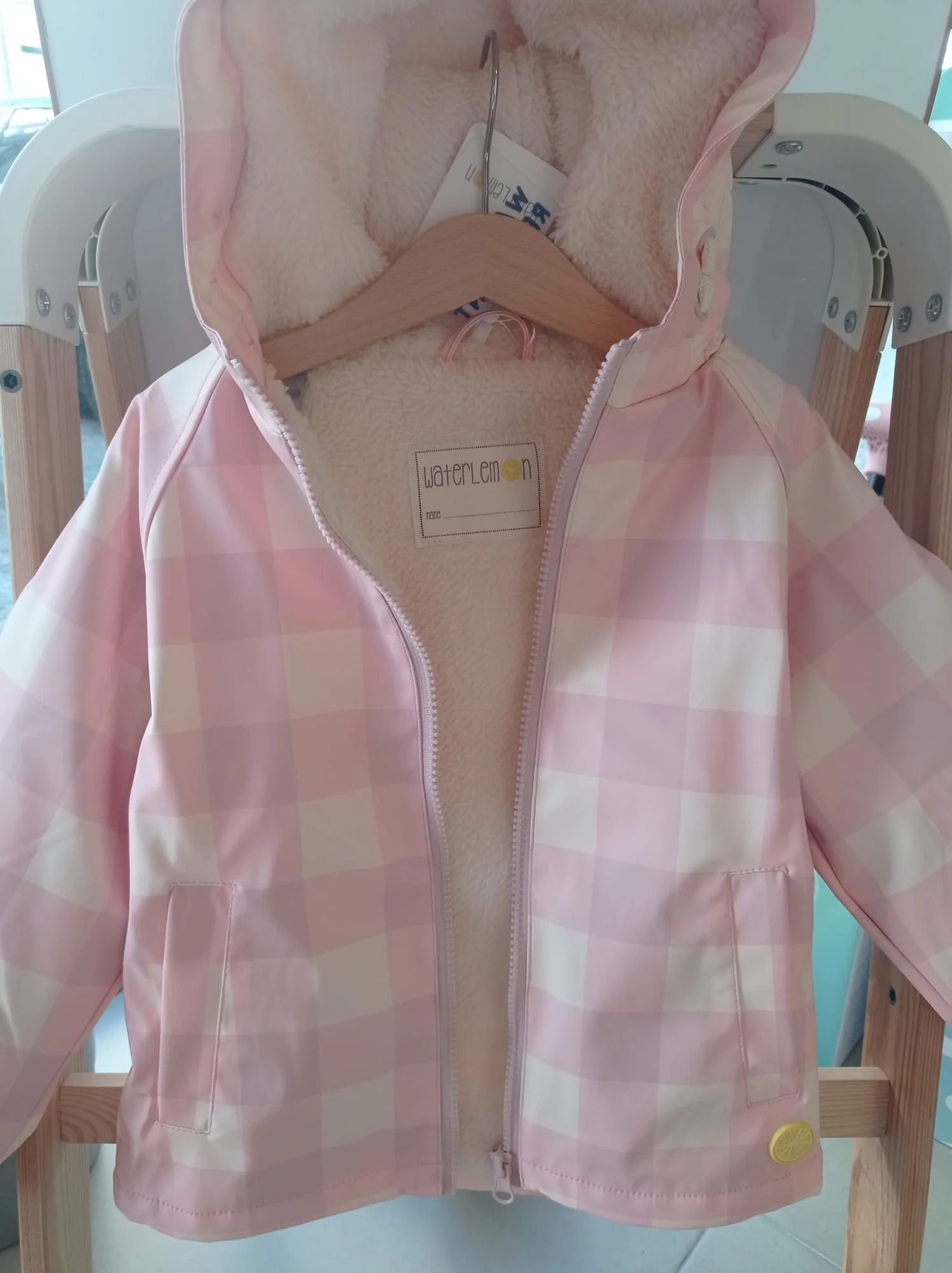 Waterlemon Casaco polar impermeável  Xadrez rosa 3 a 10 anos - Image 4