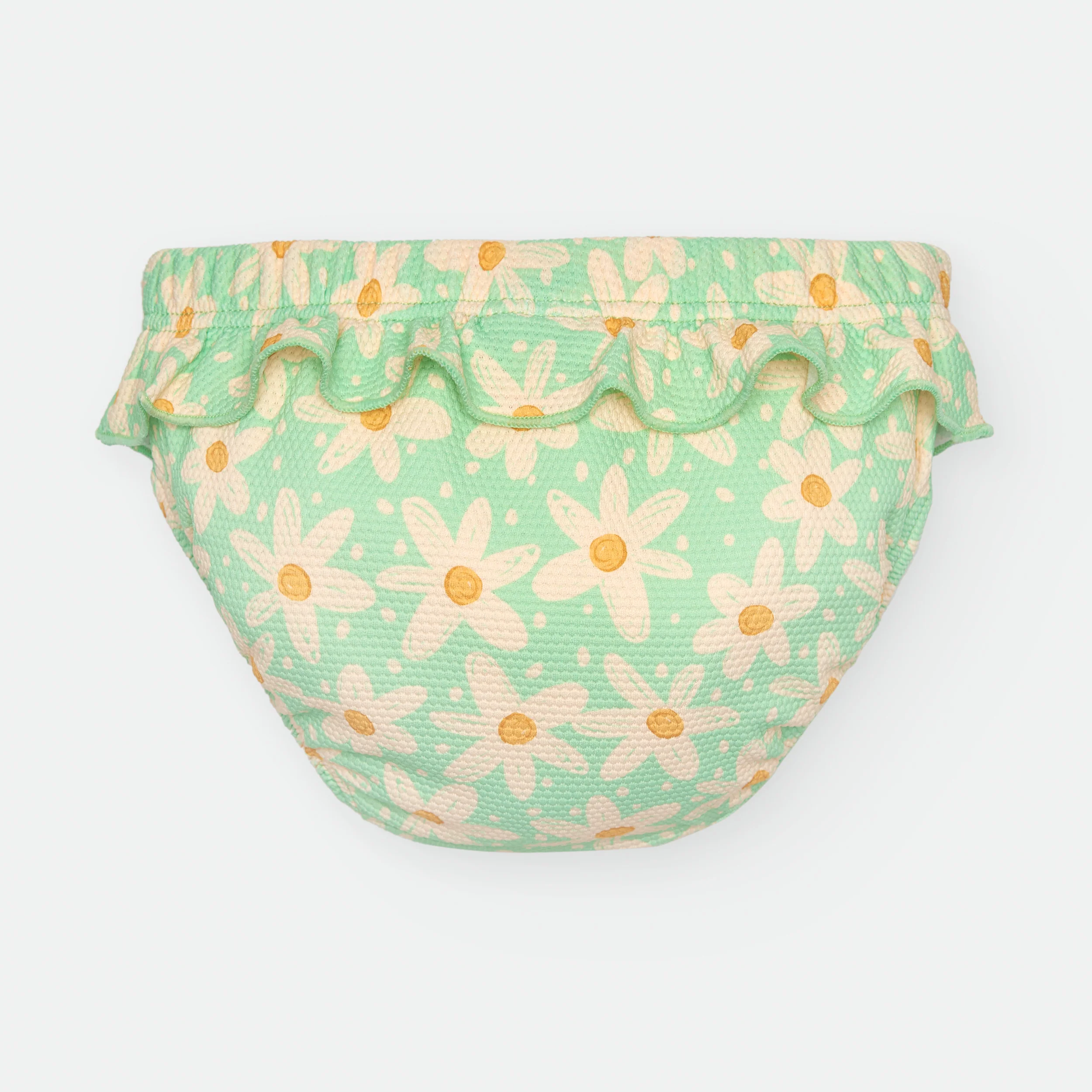 Waterlemon Cueca/Fralda de Praia - Piscina Verde com Margaridas - folhos - Image 4