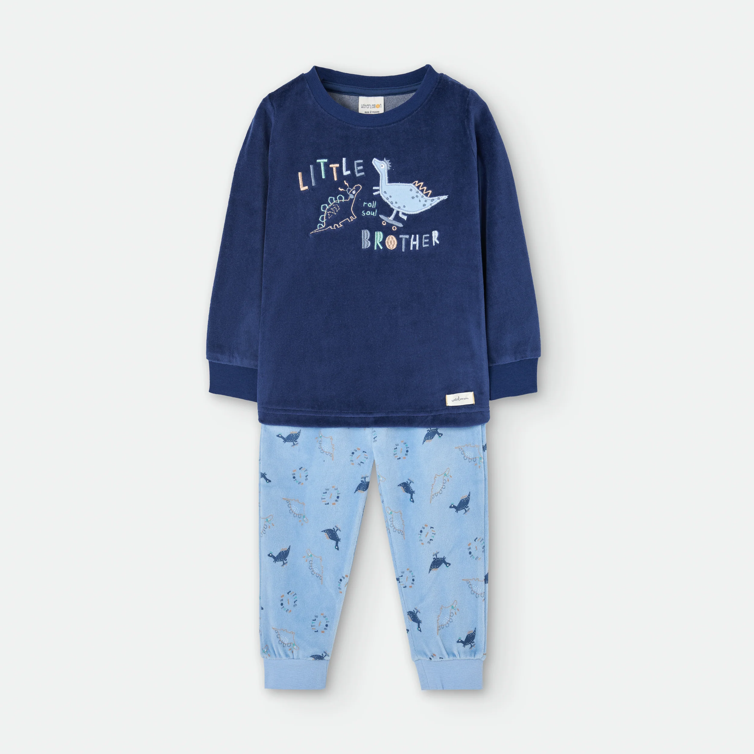 Waterlemon Pijama Meia Estação Dinossauros Azul