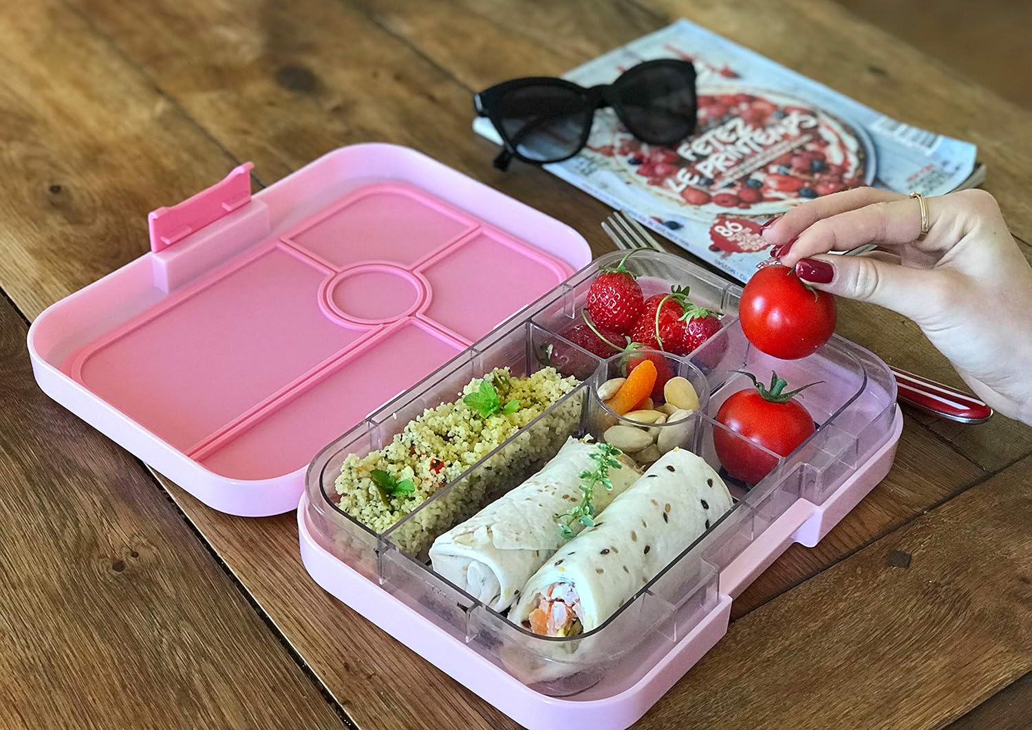 Yumbox Lancheira com 3 compartimentos Power Pink Rainbow - Image 2
