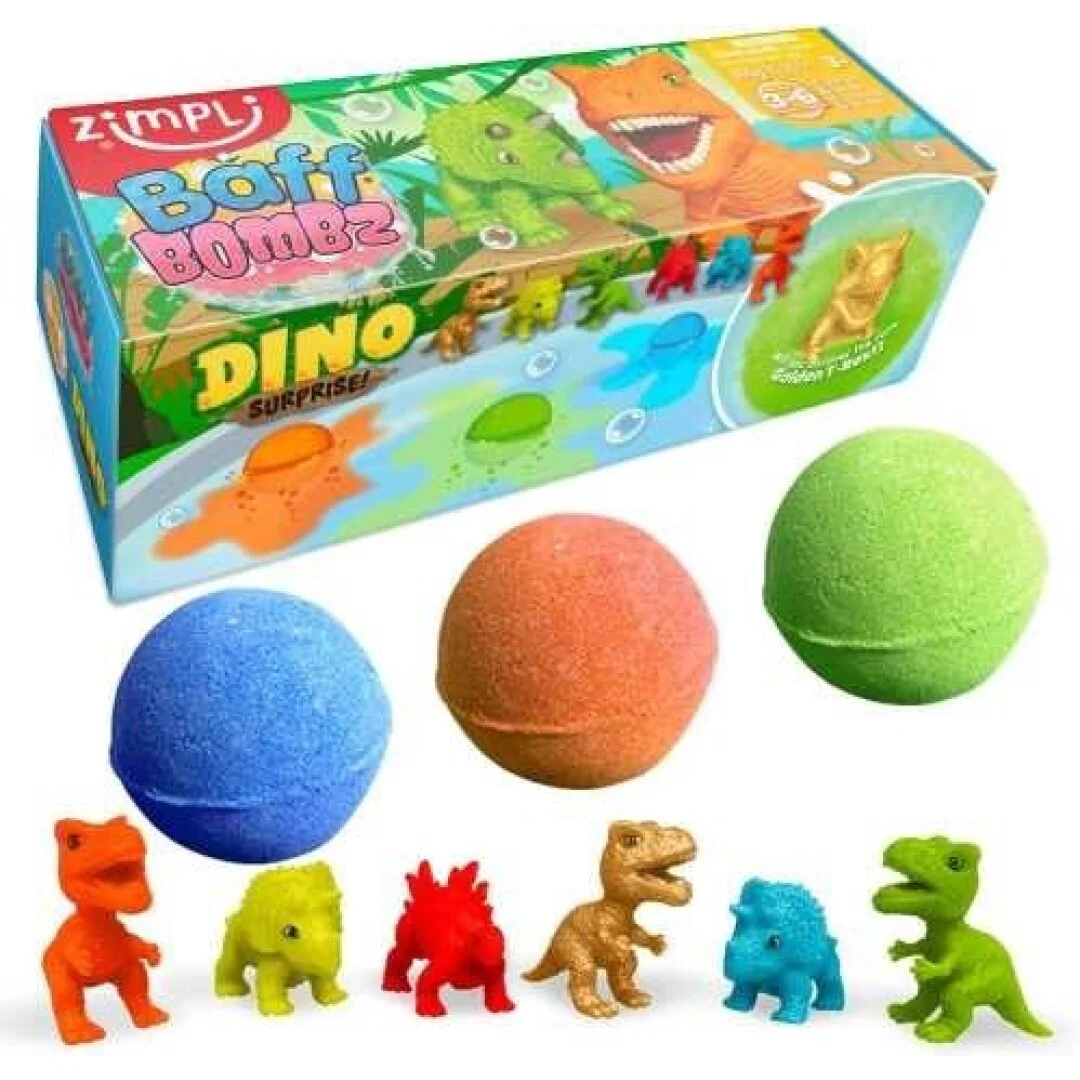ZIMPLIKIDS Pack 3 Bombas de banho surpresa Dinossauros
