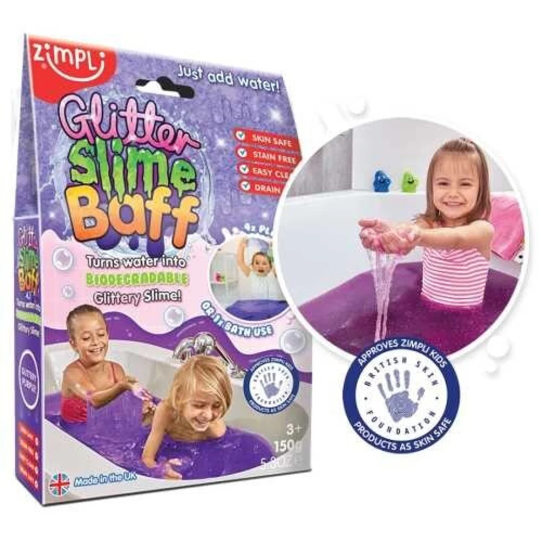 ZIMPLIKIDS Slime para banho Baff Glitter Purpura